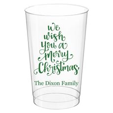 Hand Lettered We Wish You A Merry Christmas Clear Plastic Cups