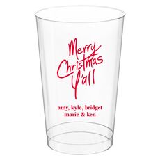 Fun Merry Christmas Y'all Clear Plastic Cups