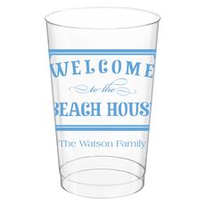Welcome to the Beach House Sign Clear Plastic Cups