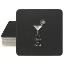 Martini Sparkler Square Coasters