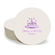 Modern Birthday Cake Round Coasters