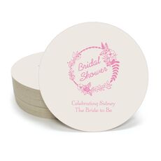 Bridal Shower Wreath Round Coasters
