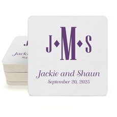 Condensed Monogram with Text Square Coasters