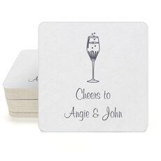 Bubbly Champagne Square Coasters