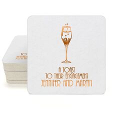 Bubbly Champagne Square Coasters