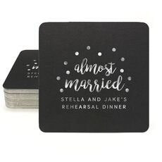 Confetti Dots Almost Married Square Coasters