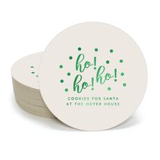 Confetti Dots Ho! Ho! Ho! Round Coasters
