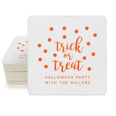 Confetti Dots Trick or Treat Square Coasters