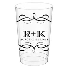 Courtyard Scroll with Initials Clear Plastic Cups