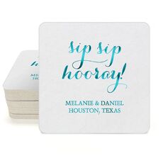 Elegant Sip Sip Hooray Square Coasters