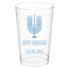 Happy Hanukkah Menorah Clear Plastic Cups