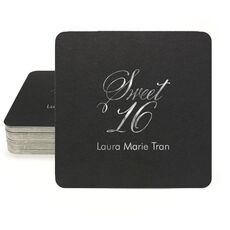 Elegant Sweet Sixteen Square Coasters