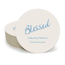 Expressive Script Blessed Round Coasters