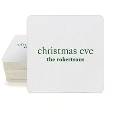 Big Word Christmas Eve Square Coasters