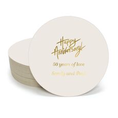 Fun Happy Anniversary Round Coasters