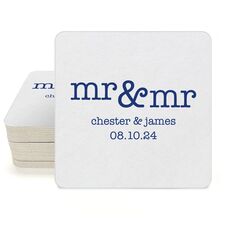 Happy Mr & Mr Square Coasters