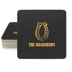 Horseshoe Luck Square Coasters