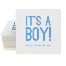 It's A Boy Square Coasters