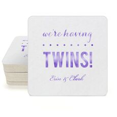 We're Having Twins Square Coasters
