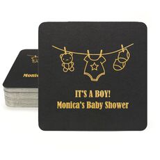 Teddy Bear Clothesline Square Coasters
