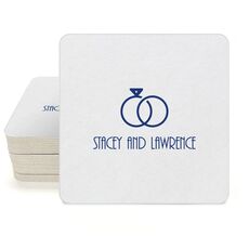 Modern Wedding Rings Square Coasters