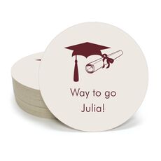 Mortar Board & Diploma Round Coasters