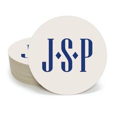 Simple 3 Initials Monogram Round Coasters