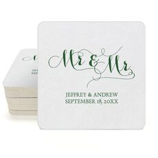 Scroll Mr & Mr Square Coasters