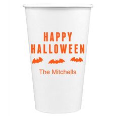 Happy Halloween Bats Paper Coffee Cups