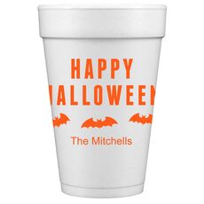 Happy Halloween Bats Styrofoam Cups