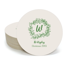 Initial Wreath Round Coasters