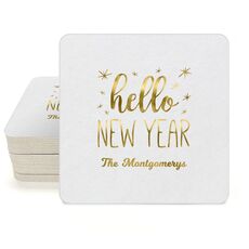 Hello New Year Square Coasters