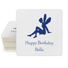 Fairy Silhouette Square Coasters