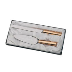 Gold Hammered Handled Cake Knife and Server