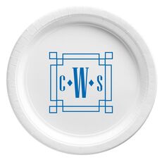 Greek Key Monogram Paper Plates