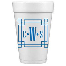 Greek Key Monogram Styrofoam Cups