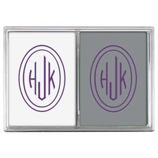 Outline Shaped Oval Monogram Double Deck Playing Cards