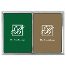 Framed Initial Plus Text Double Deck Playing Cards