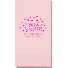 Confetti Hearts Sweet Sixteen Guest Towels