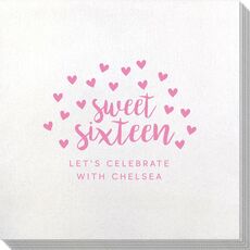 Confetti Hearts Sweet Sixteen Bamboo Luxe Napkins
