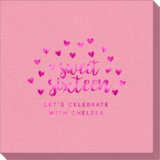 Confetti Hearts Sweet Sixteen Linen Like Napkins