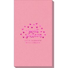 Confetti Hearts Sweet Sixteen Linen Like Guest Towels