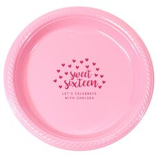 Confetti Hearts Sweet Sixteen Plastic Plates