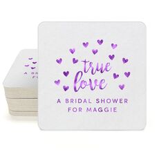Confetti Hearts True Love Square Coasters
