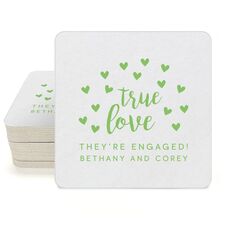 Confetti Hearts True Love Square Coasters