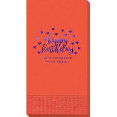 Confetti Hearts Happy Birthday Guest Towels