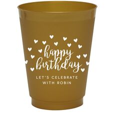 Confetti Hearts Happy Birthday Colored Shatterproof Cups