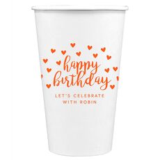 Confetti Hearts Happy Birthday Paper Coffee Cups