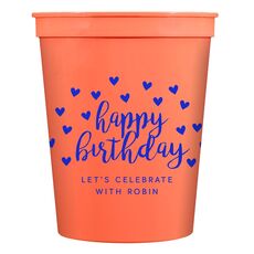 Confetti Hearts Happy Birthday Stadium Cups
