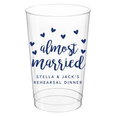 Confetti Hearts Almost Married Clear Plastic Cups